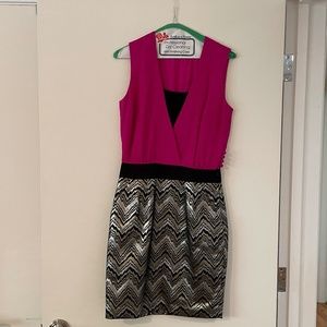 Trina Turk Pink and Metallic Dress 0